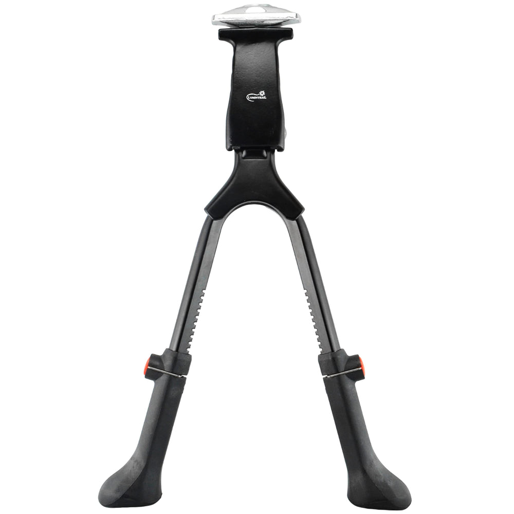 Lumintrail front view of kickstand showing sturdy double leg support for stability