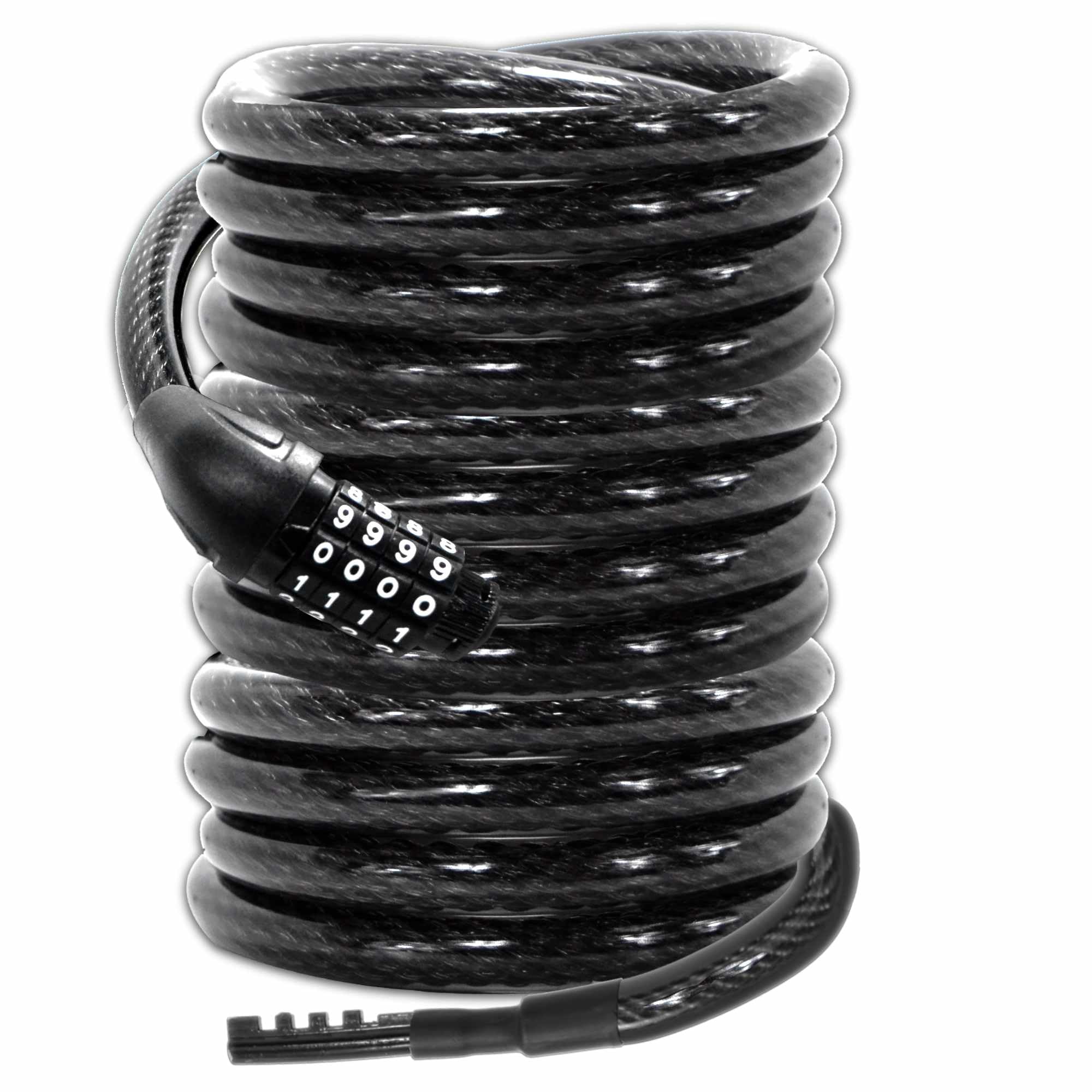 Lumintrail front view locked showing compact coiled cable and neat storage benefit