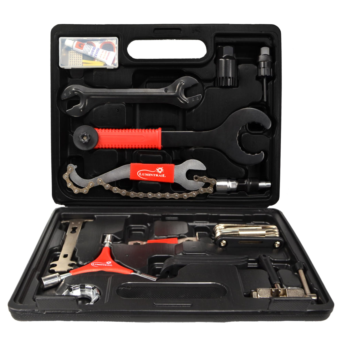 Lumintrail kit case open showing organized tools for convenient transport