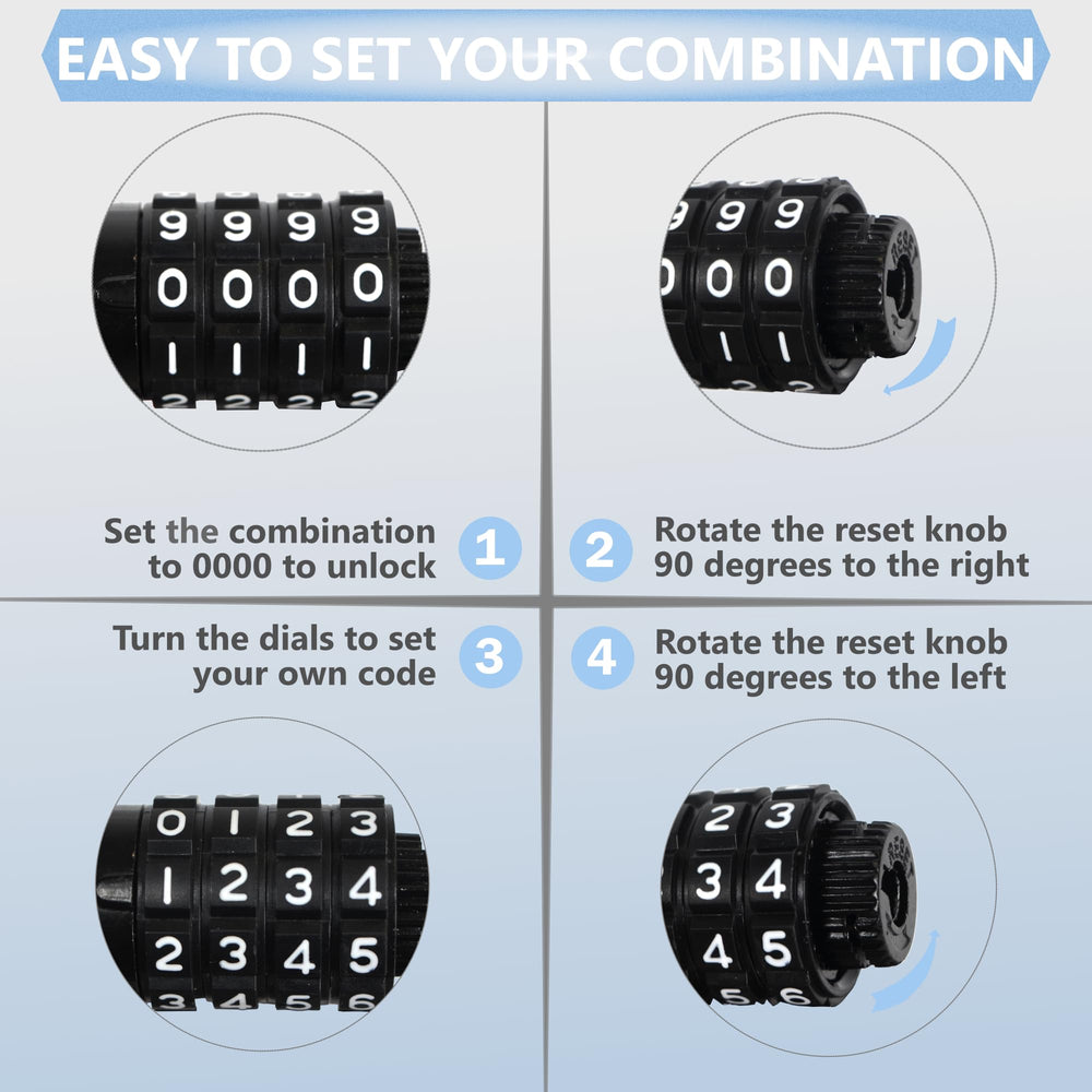 Lumintrail locking head detail displaying resettable combination for keyless convenience