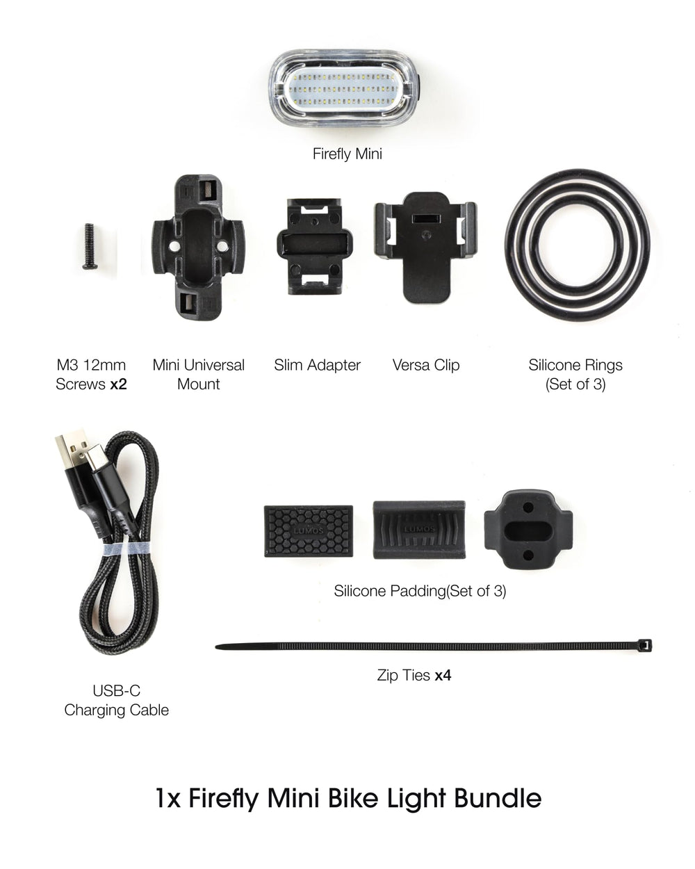 Lumos Firefly Mini charging with USB cable demonstrating fast recharge benefit
