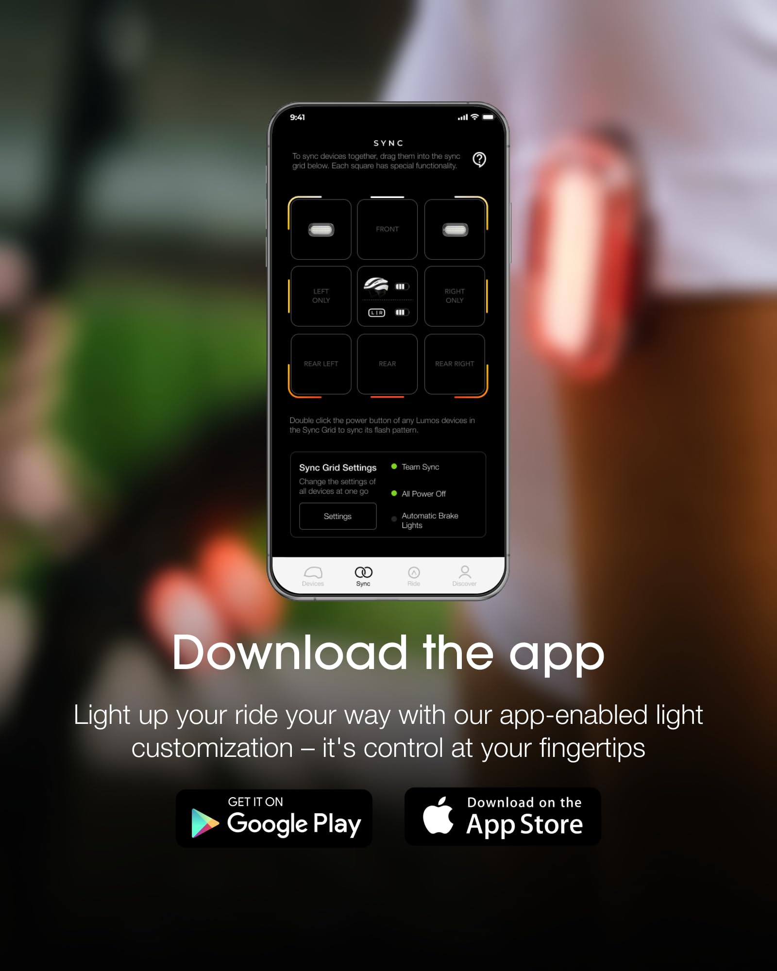 Lumos Firefly Mini active turn signal showing clear directional communication benefit