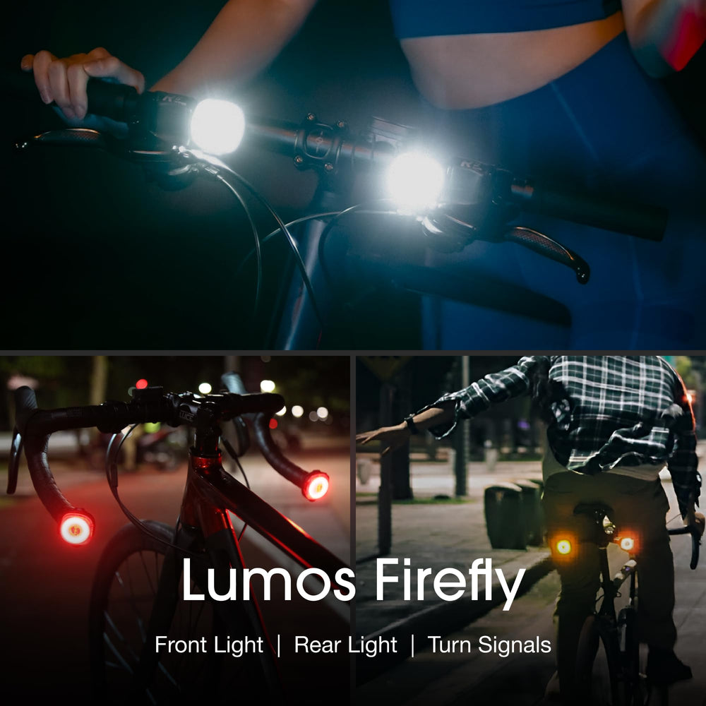 Lumos Firefly rear view with red LEDs enhancing night safety