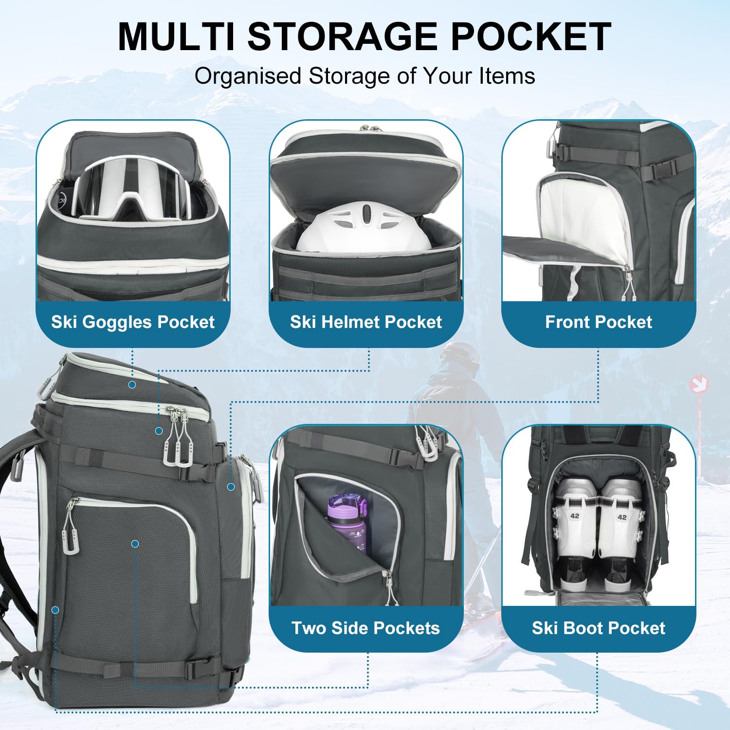 Lunidry boot compartment open demonstrating size for boots up to size 12
