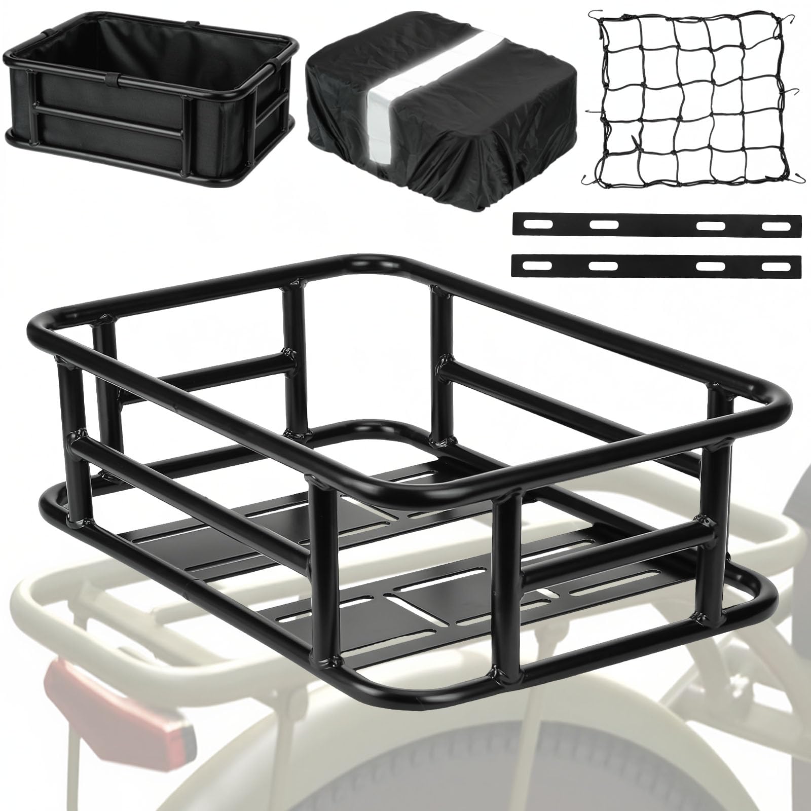 Lunies rear basket front view showing sturdy construction and capacity