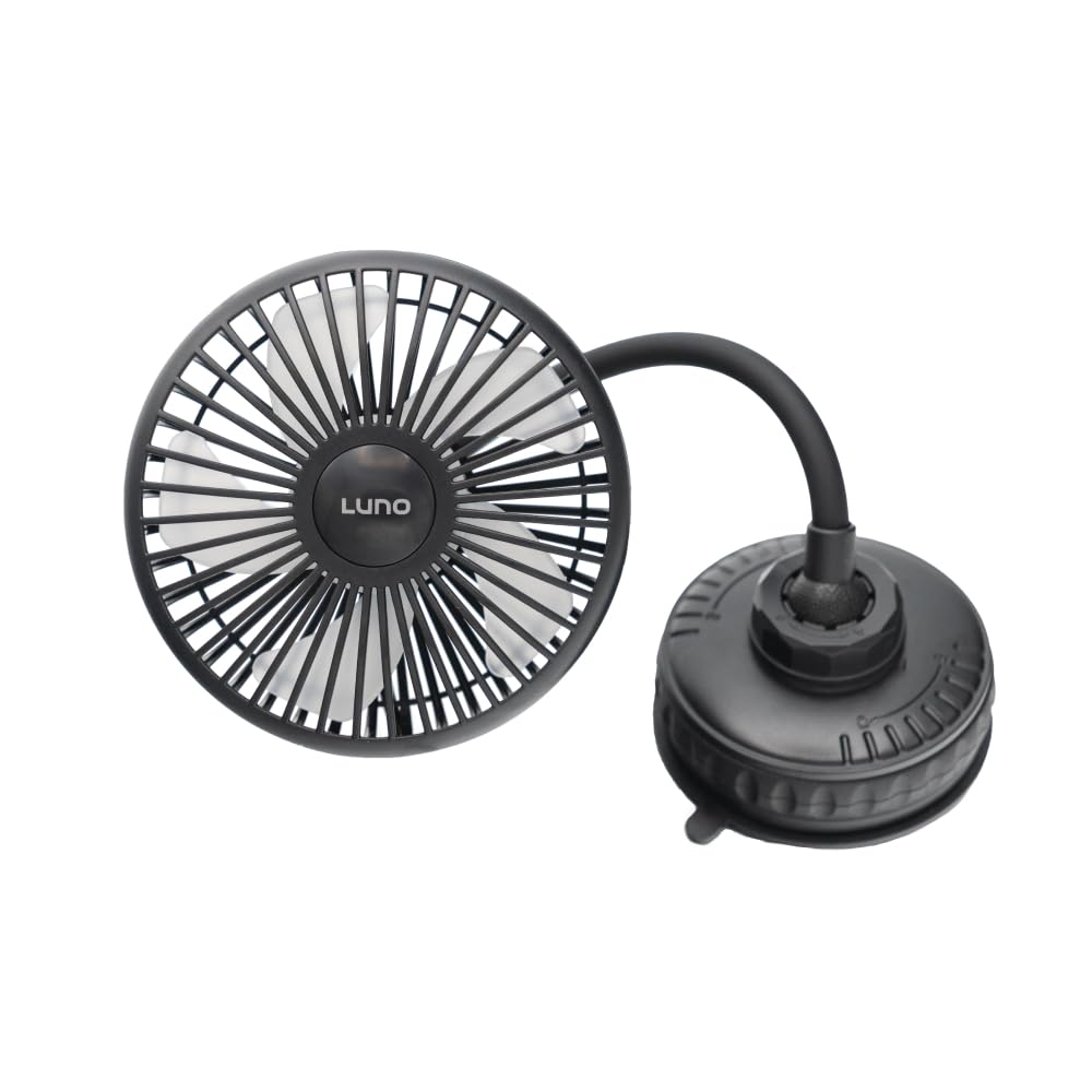 Luno front view showing compact fan body and control buttons for versatile cooling