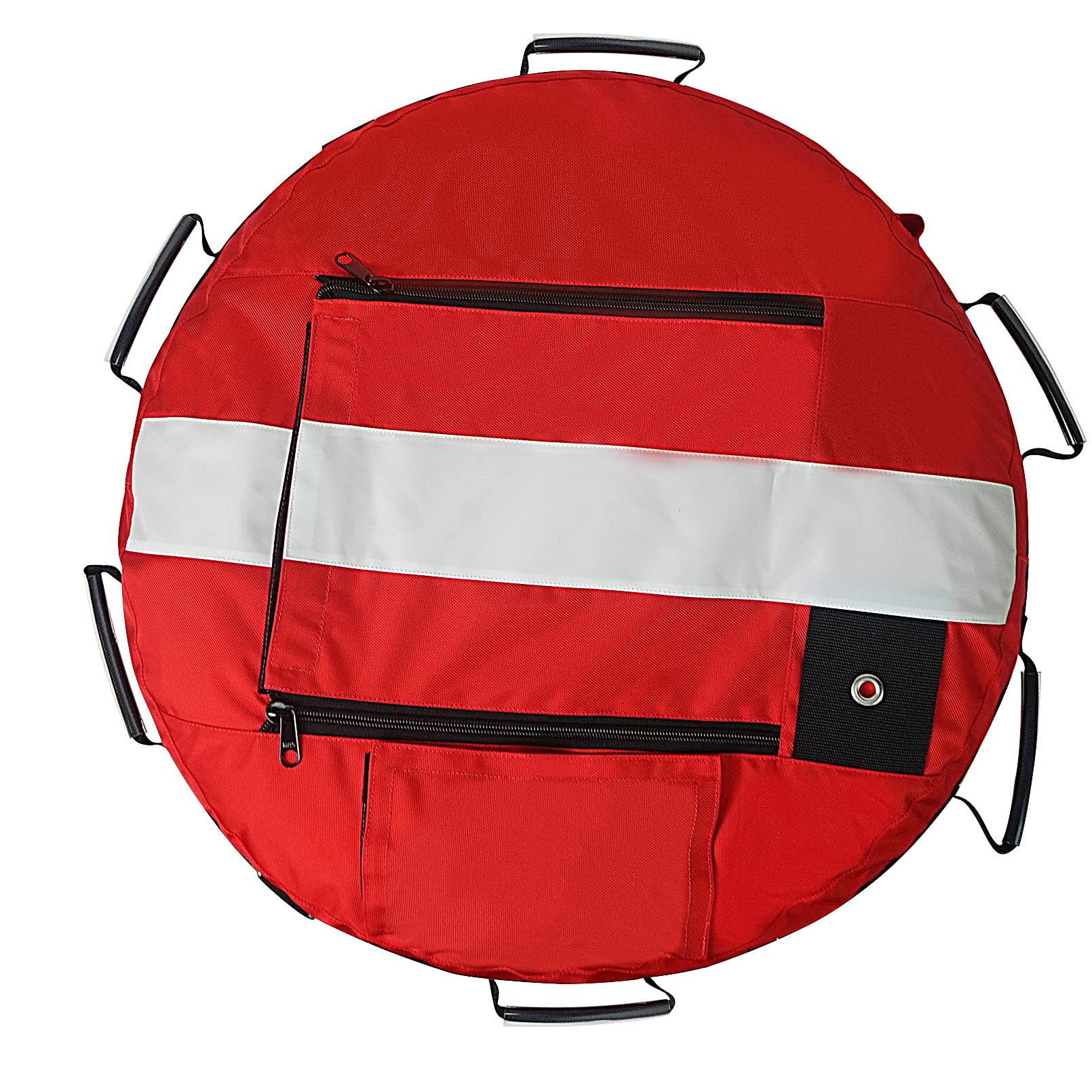 Luwint flag and pole attached to buoy showing elevated visibility