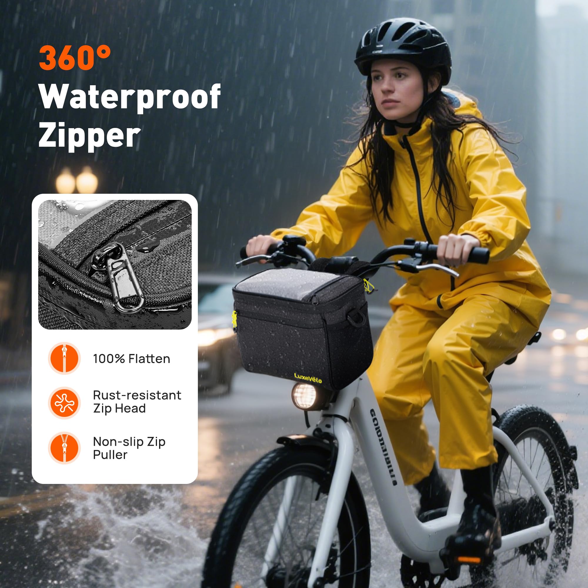 LUXECYCLES 5L capacity open main compartment holding daily essentials