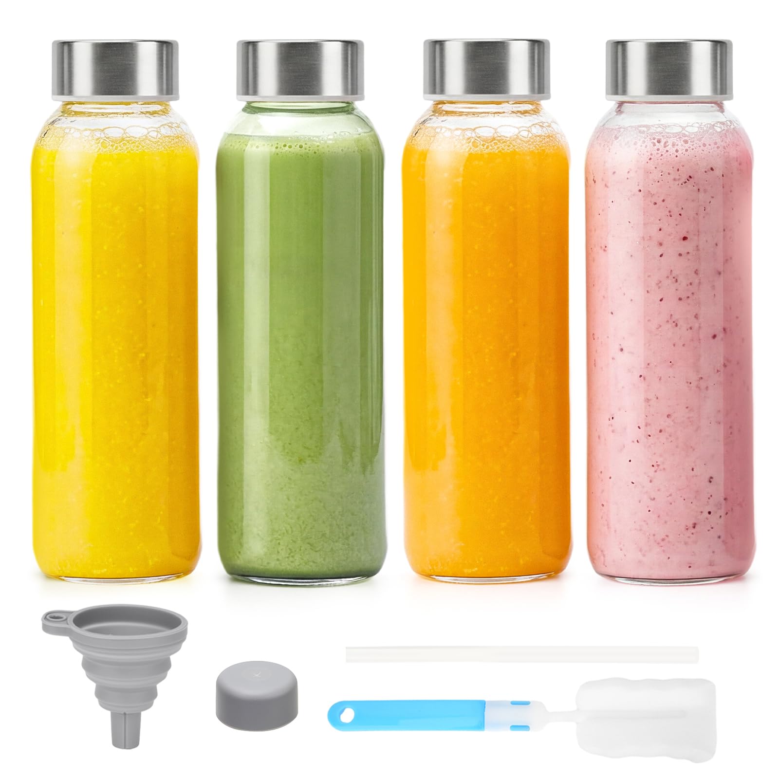 Luxfuel clear glass bottles front view showing tidy packaging and benefits