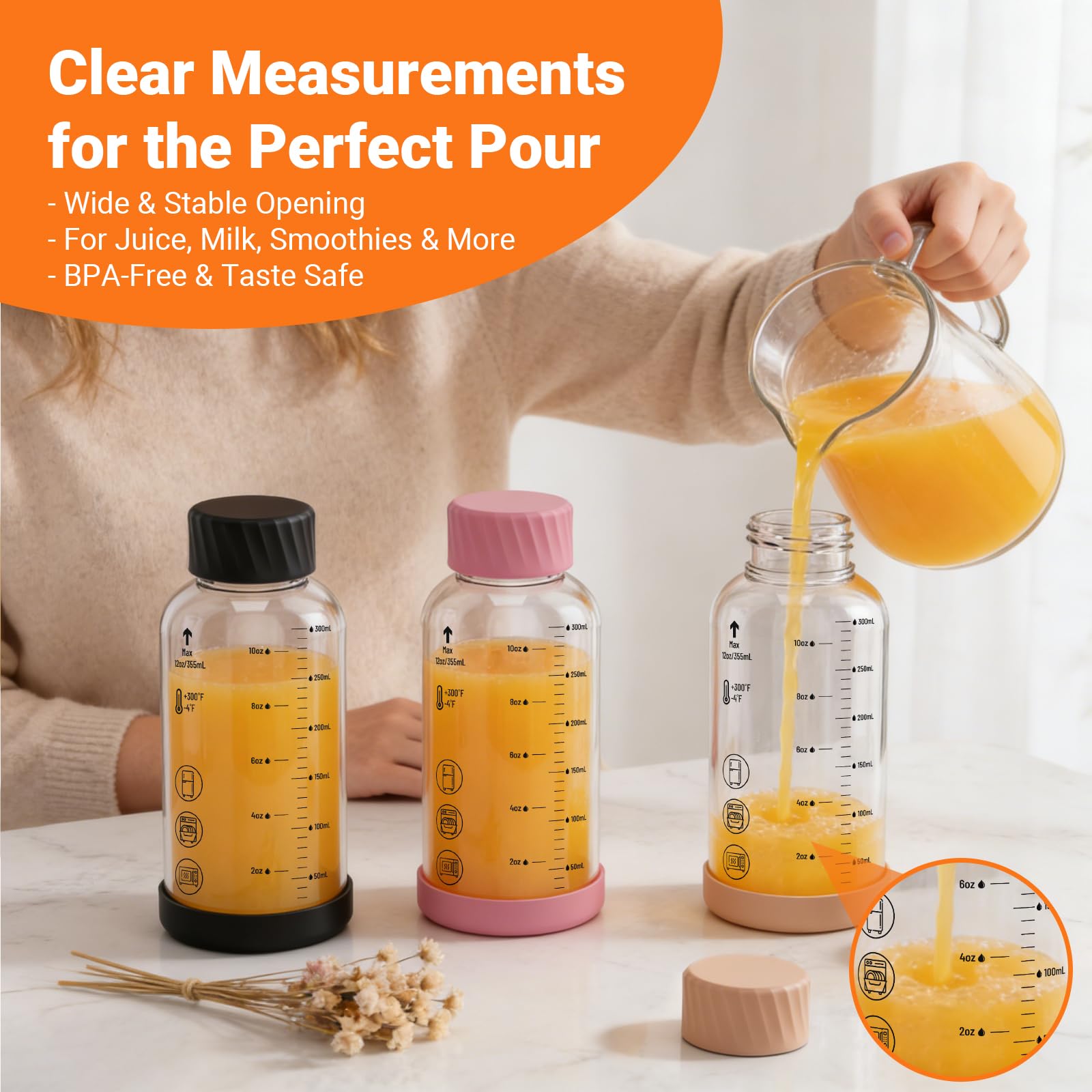 Luxfuel bottle next to measuring scale illustrating true 12 oz capacity benefit
