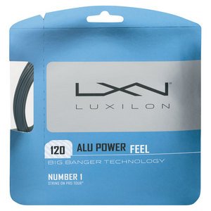 Luxilon ALU Power 120 strung on racket in play setting demonstrating control benefit
