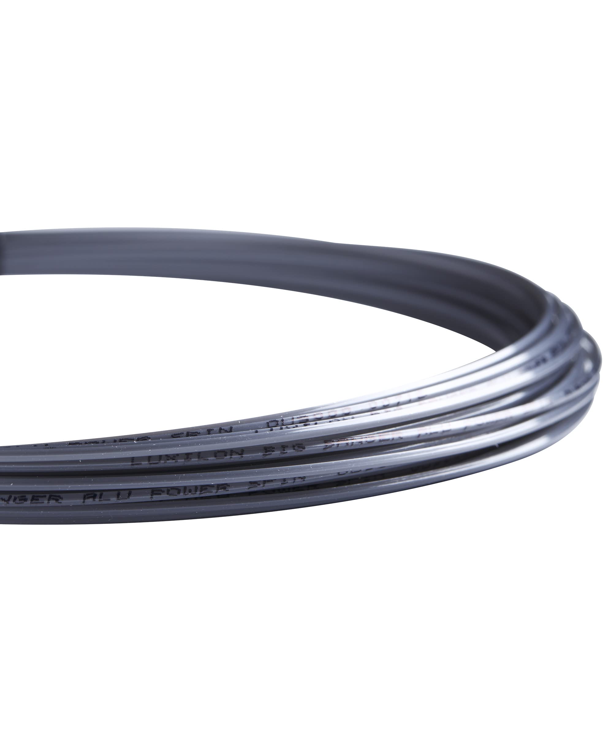 Luxilon ALU Power Spin close-up of pentagonal string profile highlighting enhanced spin bite