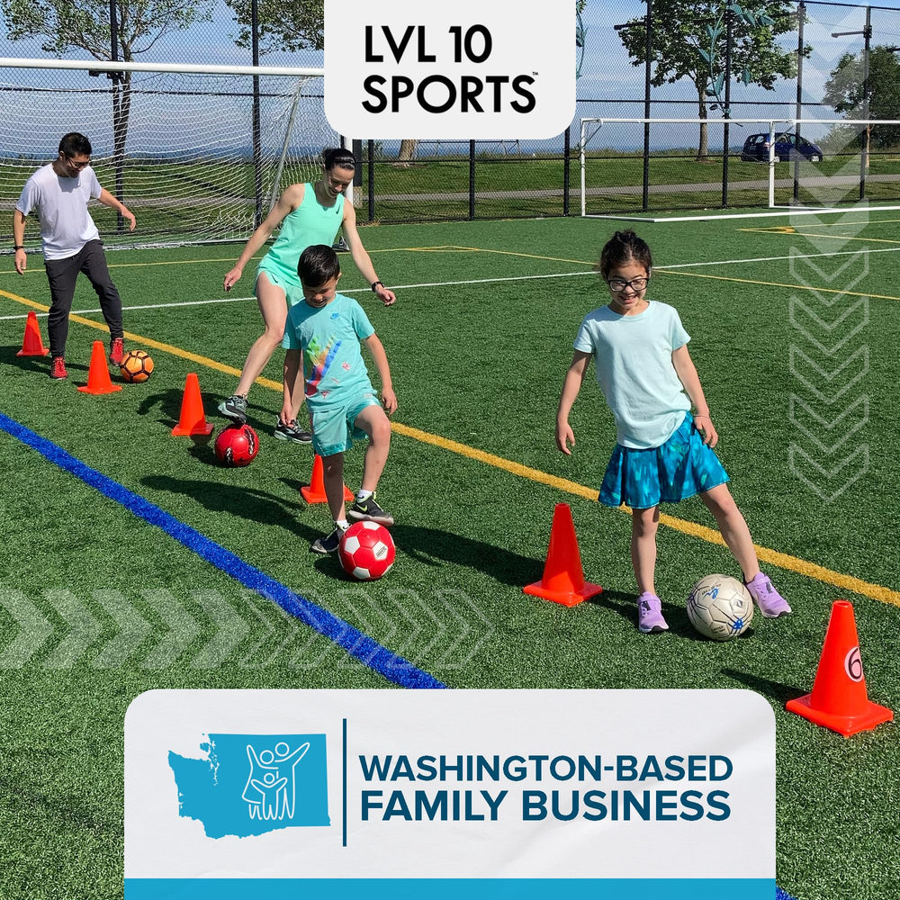 LVL10 Sports cones stacked in storage bag demonstrating compact, durable transportation