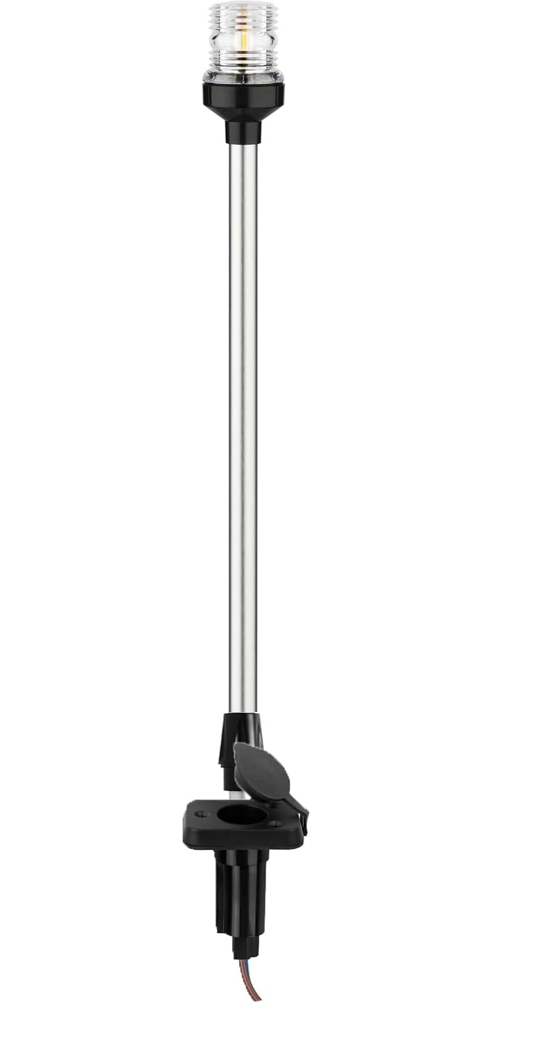 LYCAEA stern light front view showing stainless pole and base, durable visibility