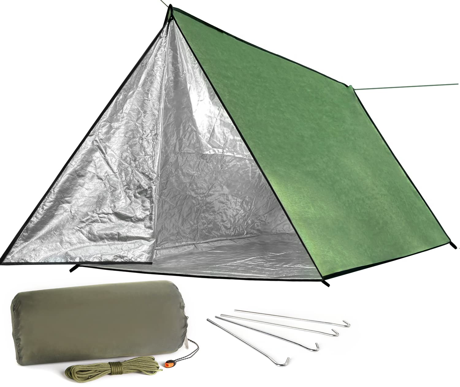 LYN packed shelter in its zipper bag, compact and easy to carry