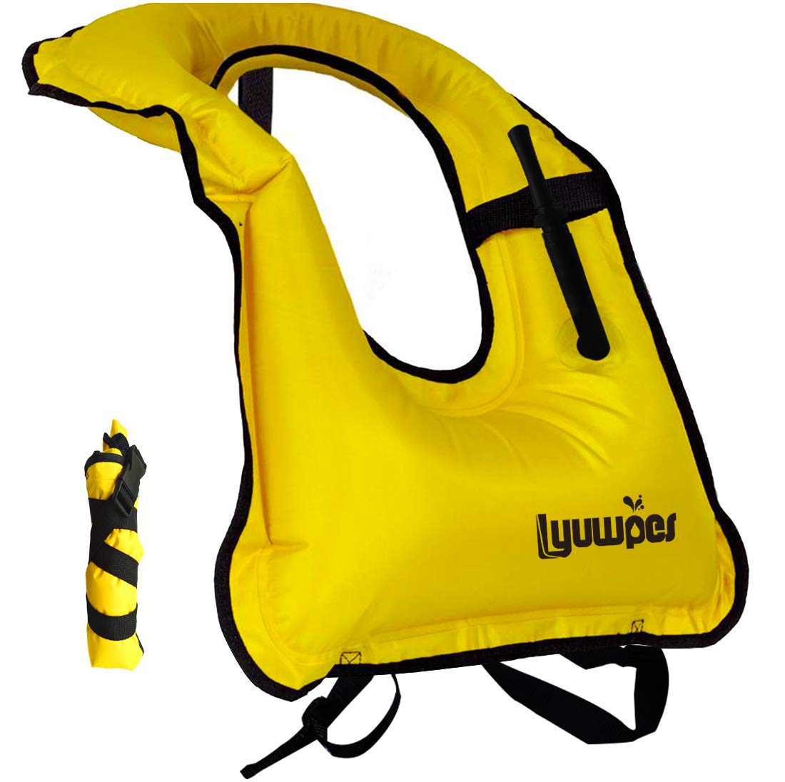 Lyuwpes front view inflated vest showing visibility and fit