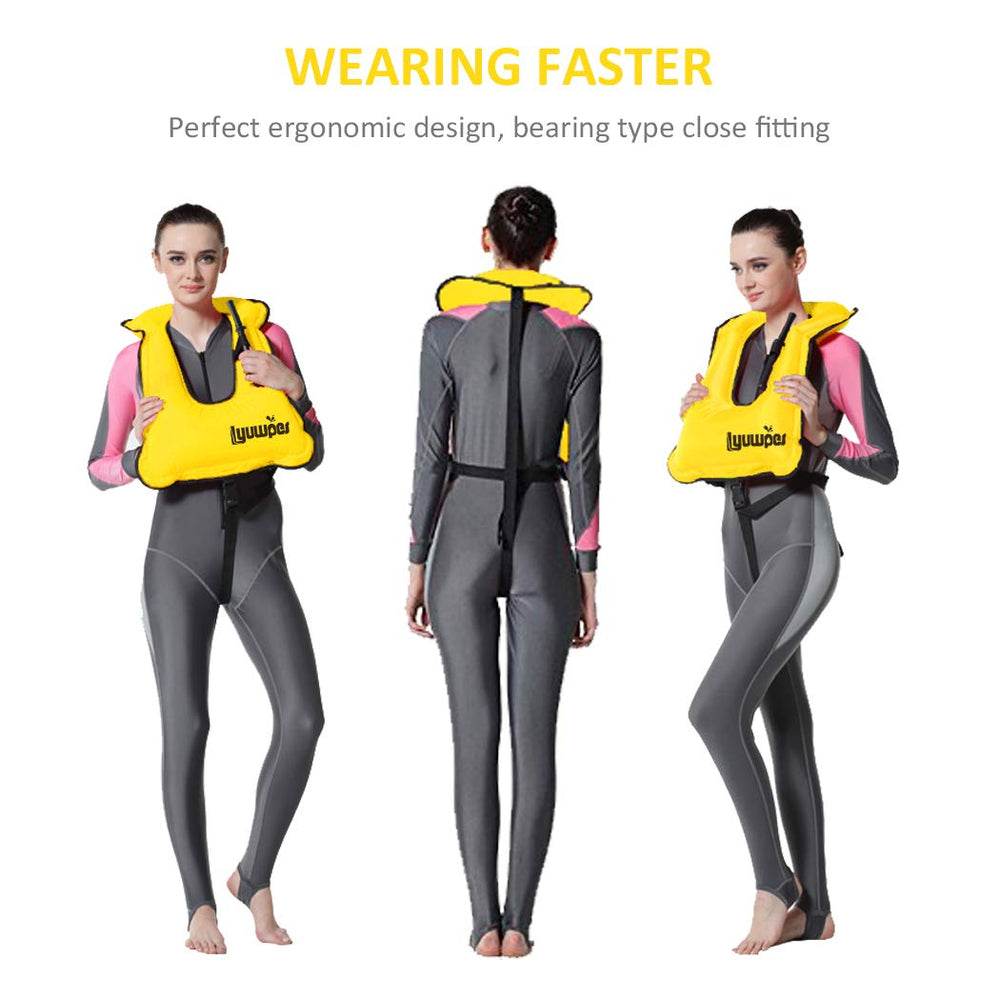 Lyuwpes vest in use while snorkeling demonstrating visibility and buoyancy