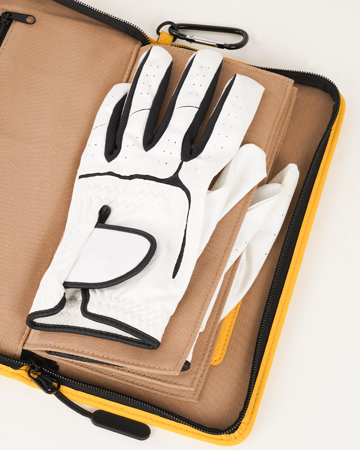 LZFAN open with gloves and tees showing organized storage benefit