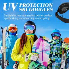 Macarrie goggles worn over glasses on model demonstrating OTG benefit
