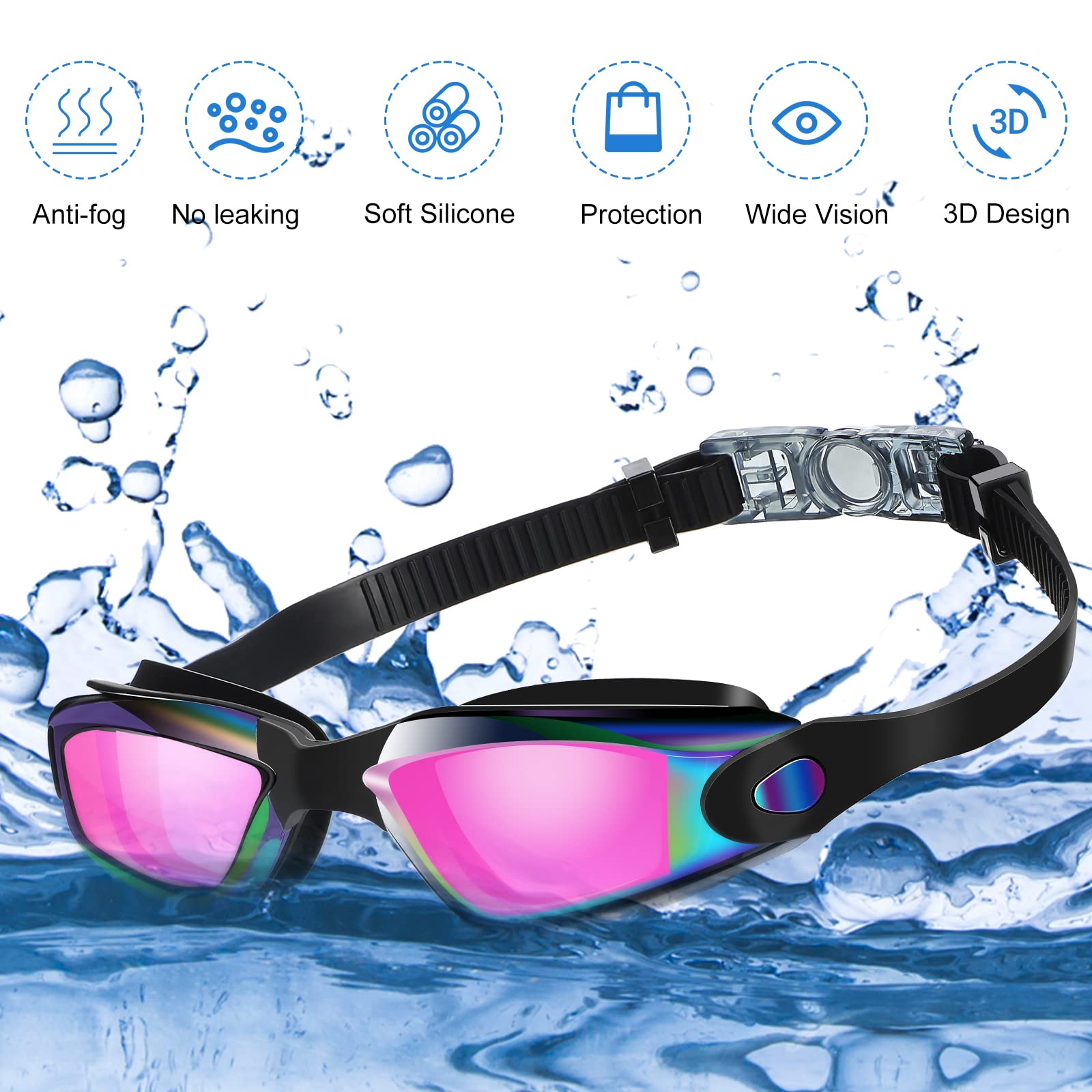 Macarrie goggles worn by swimmer demonstrating secure seal and visibility