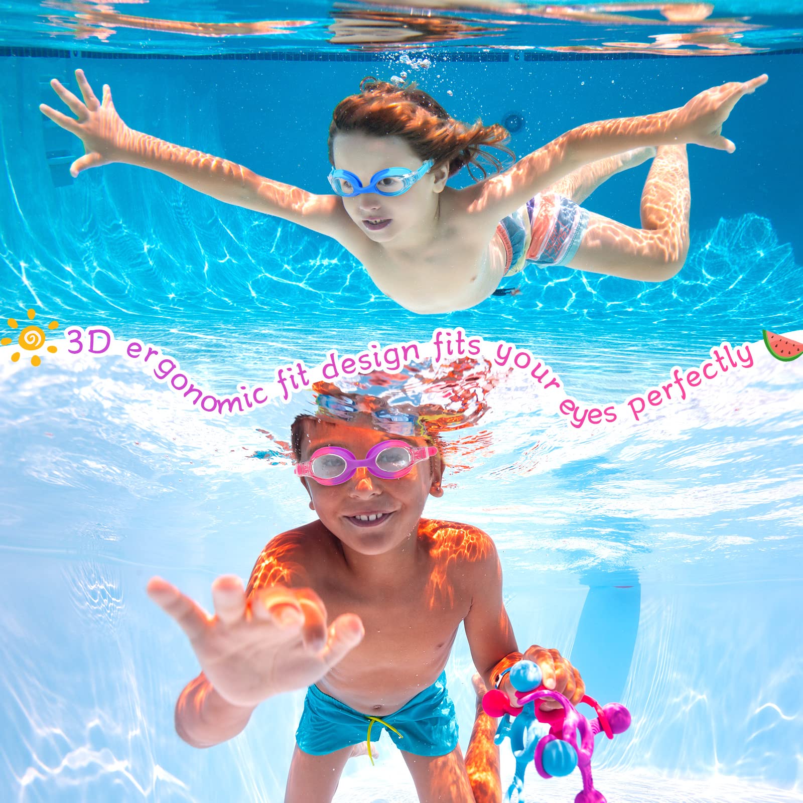 Macarrie lifestyle image of child swimming with goggles, boosting confidence in water