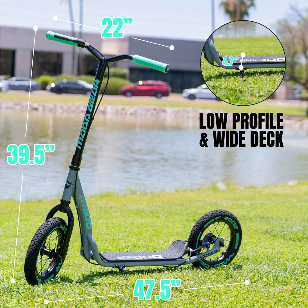 Madd Gear tall one-piece handlebar demonstrating upright comfort for taller riders