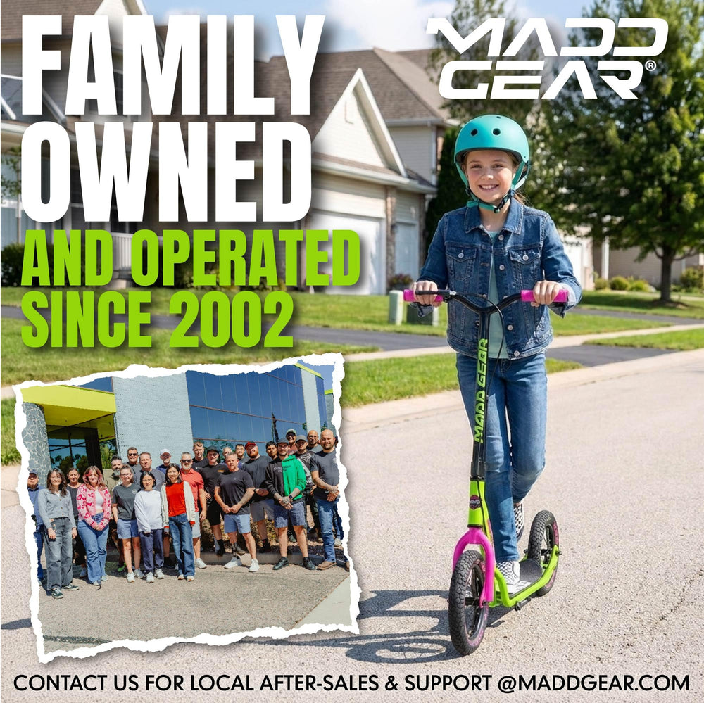 Madd Gear lifestyle shot in park emphasizing comfortable cruising