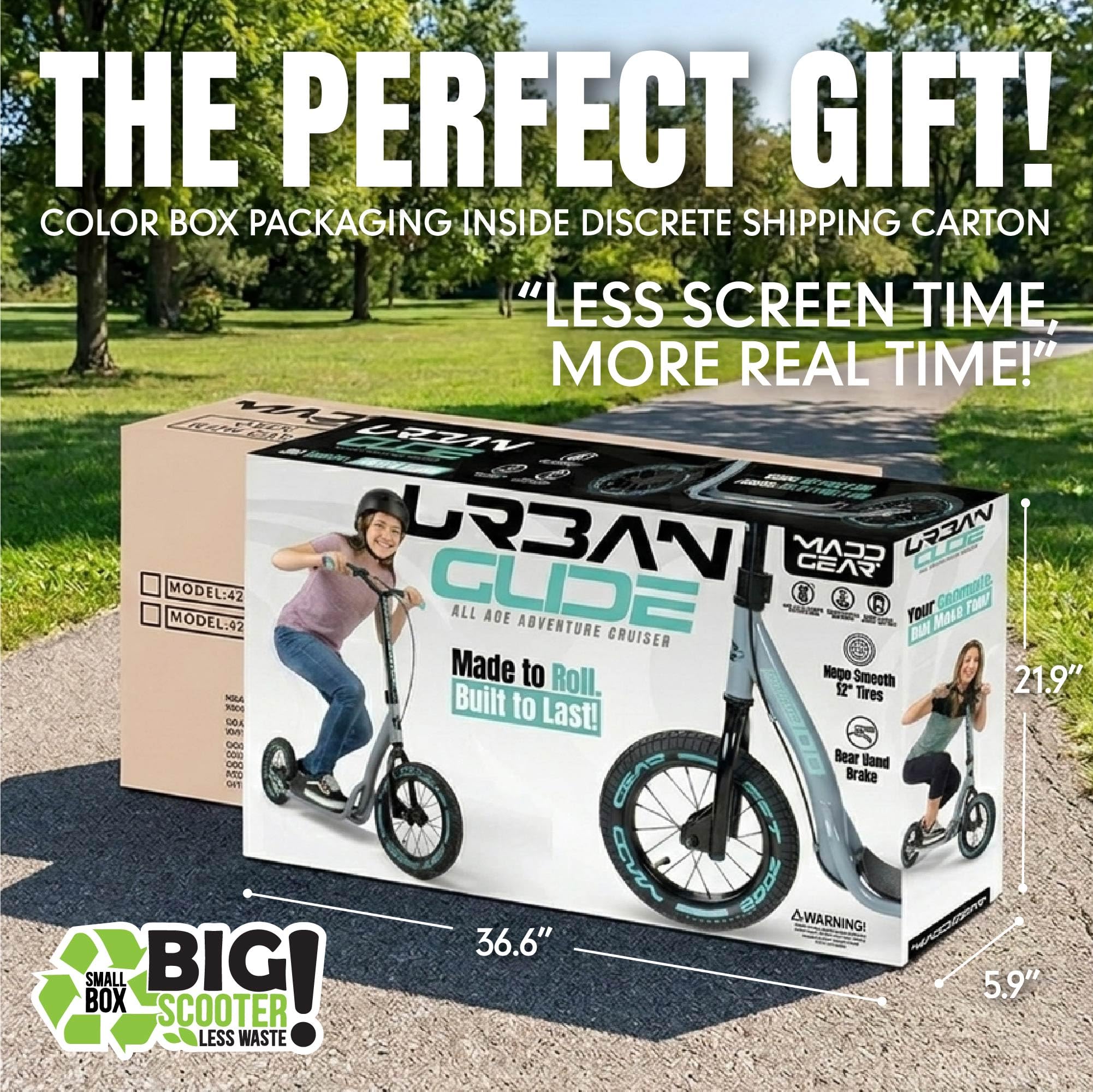Madd Gear boxed scooter ready-to-ship showing secure packaging and unboxing ease