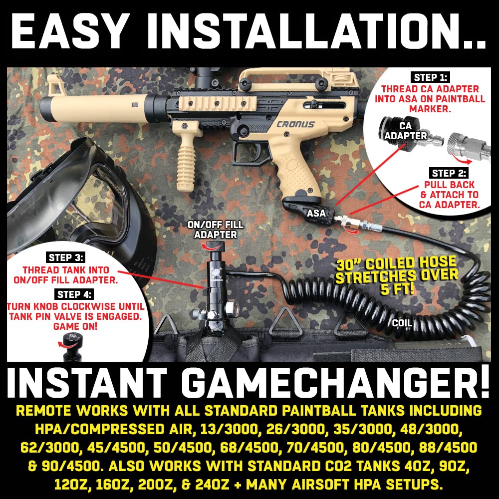 Maddog coil connected to a paintball tank showing secure tank compatibility and fit
