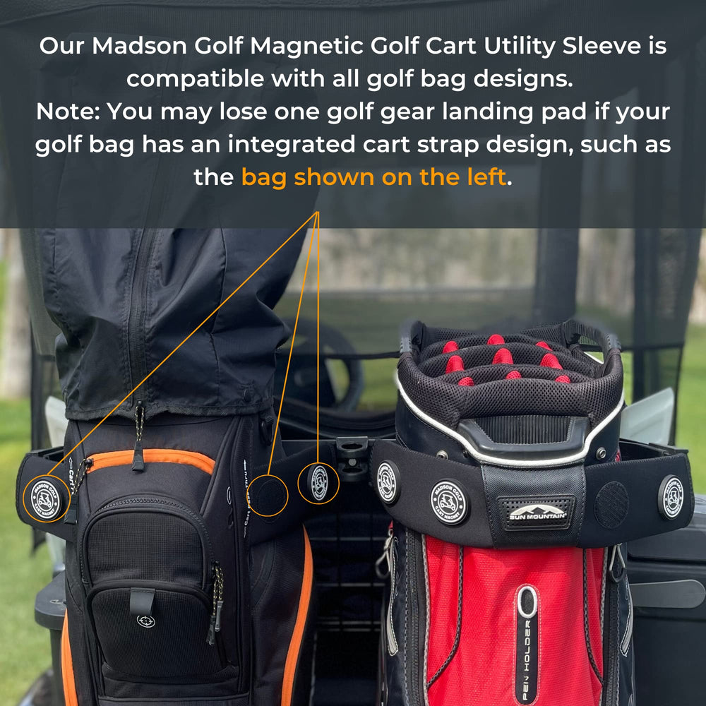 MADSON GOLF lifestyle cart setting showing organized golf essentials