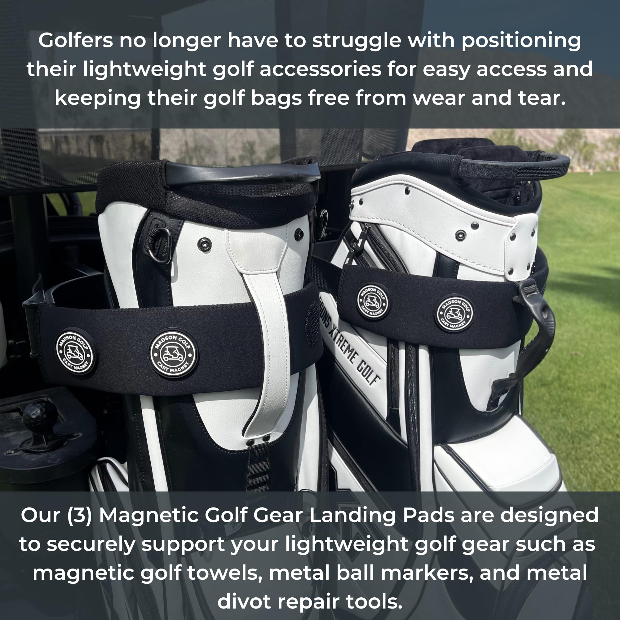 MADSON GOLF lifestyle shot on course improving bag organization