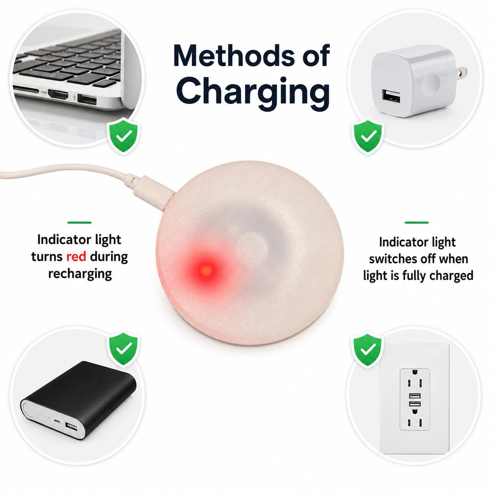 MADSON GOLF puck light held in hand showing compact size and portability
