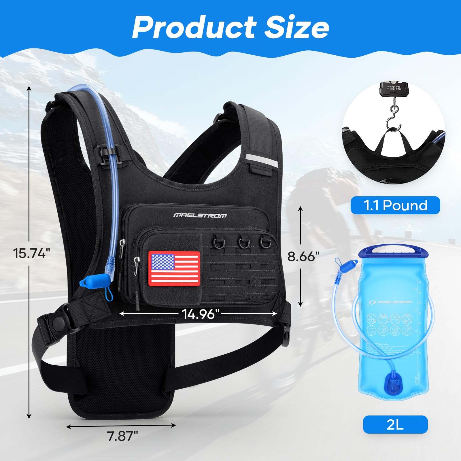 Maelstrom chest pockets detail storing phone and nutrition for quick reach