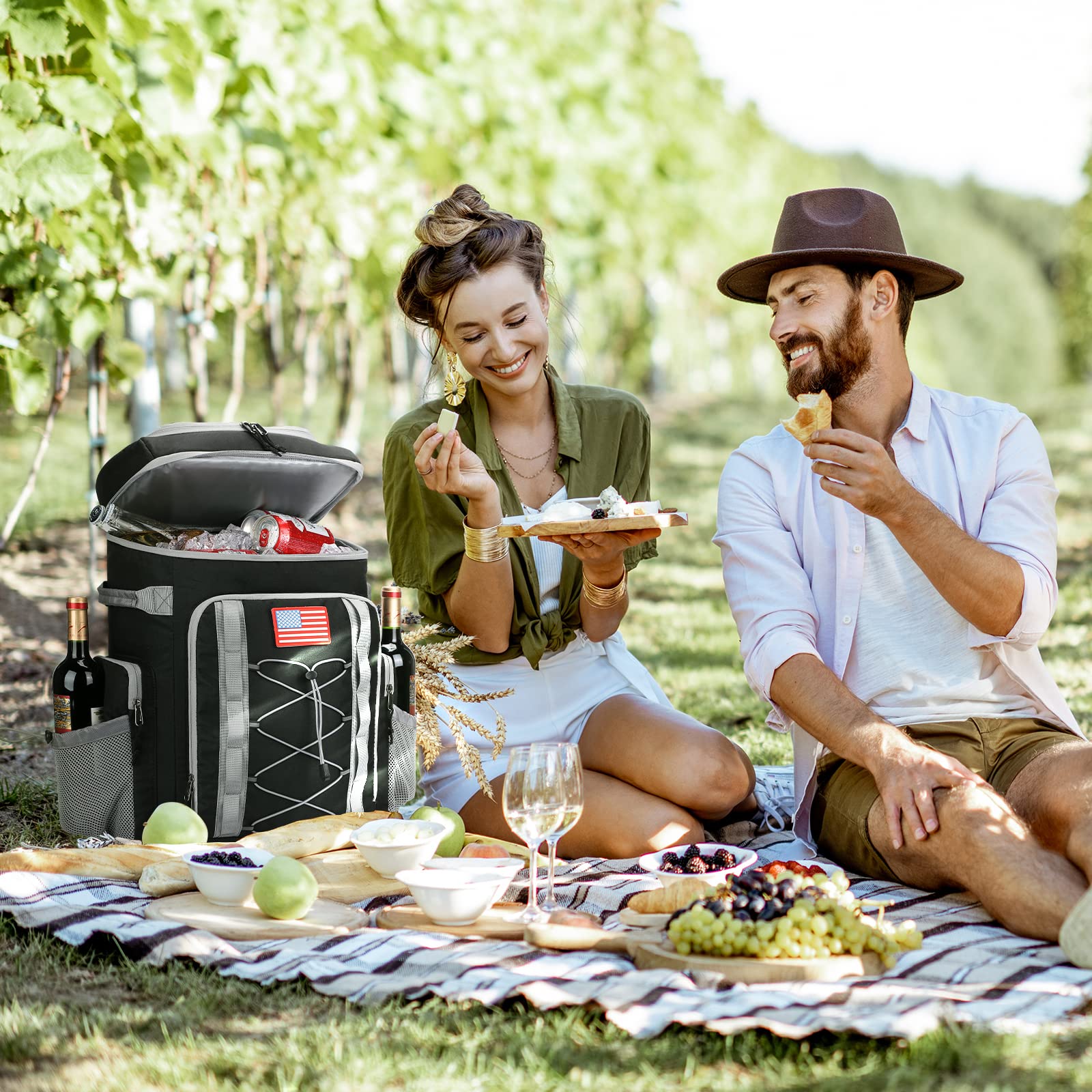 Maelstrom on a beach with blanket and food, keeping items cool and accessible