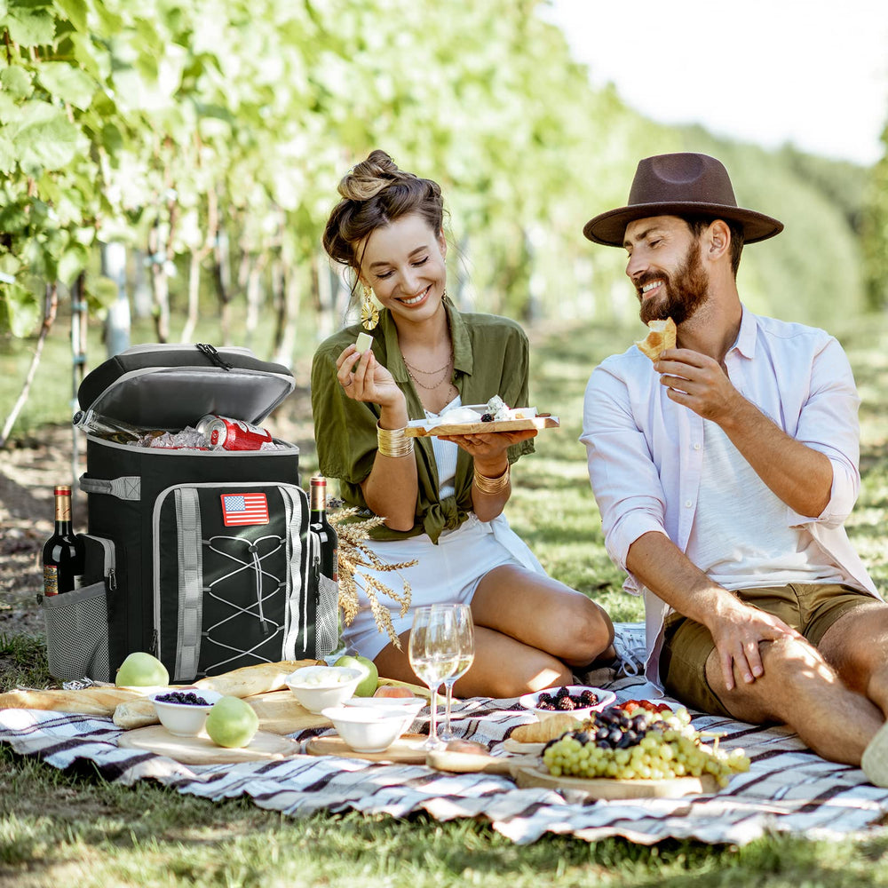 Maelstrom on a beach with blanket and food, keeping items cool and accessible