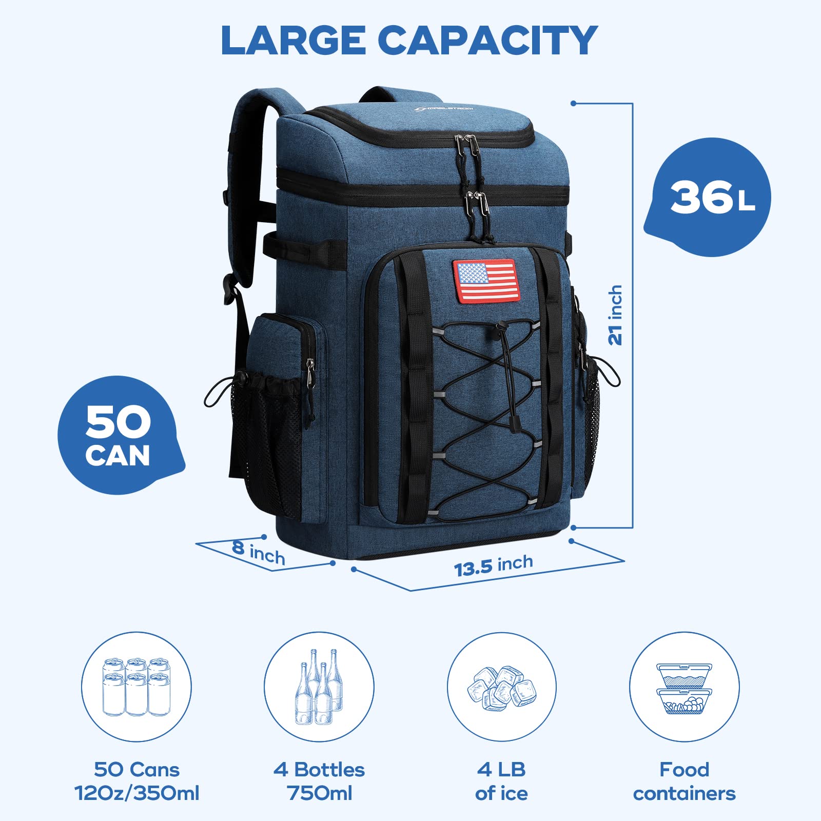 Maelstrom side mesh pocket holding water bottle, adjustable buckle for a snug fit