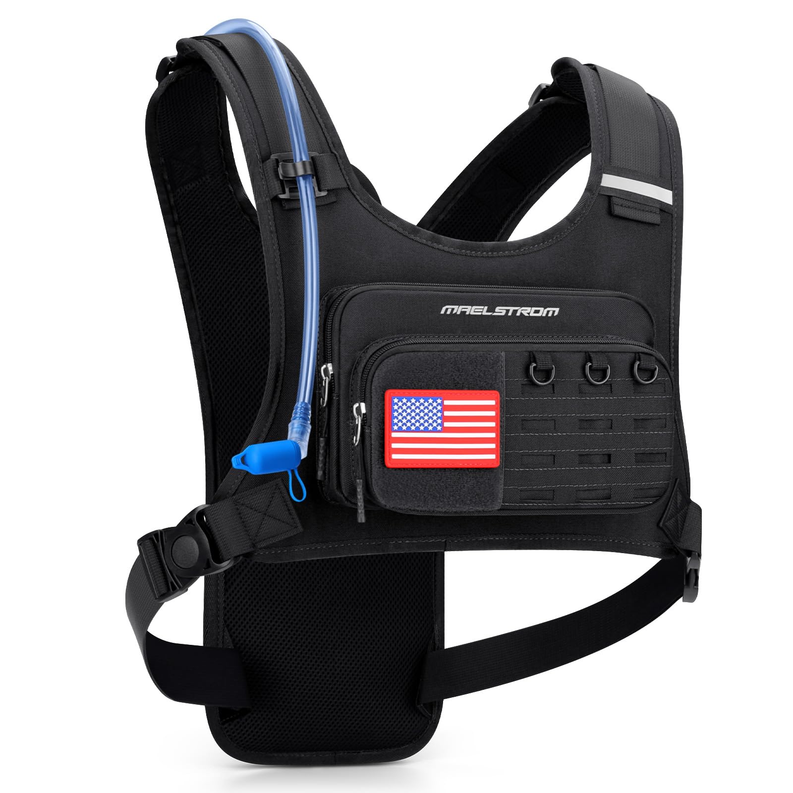Maelstrom vest worn by runner demonstrating fit and low‑bounce carry