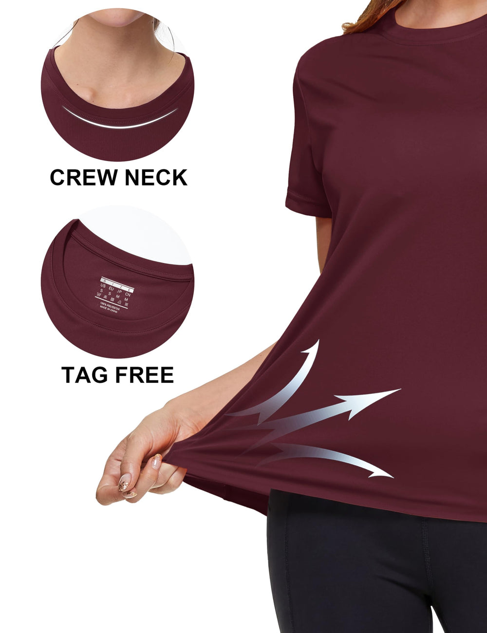 MAGCOMSEN size scale with hand showing shirt dimensions and benefit easy packing