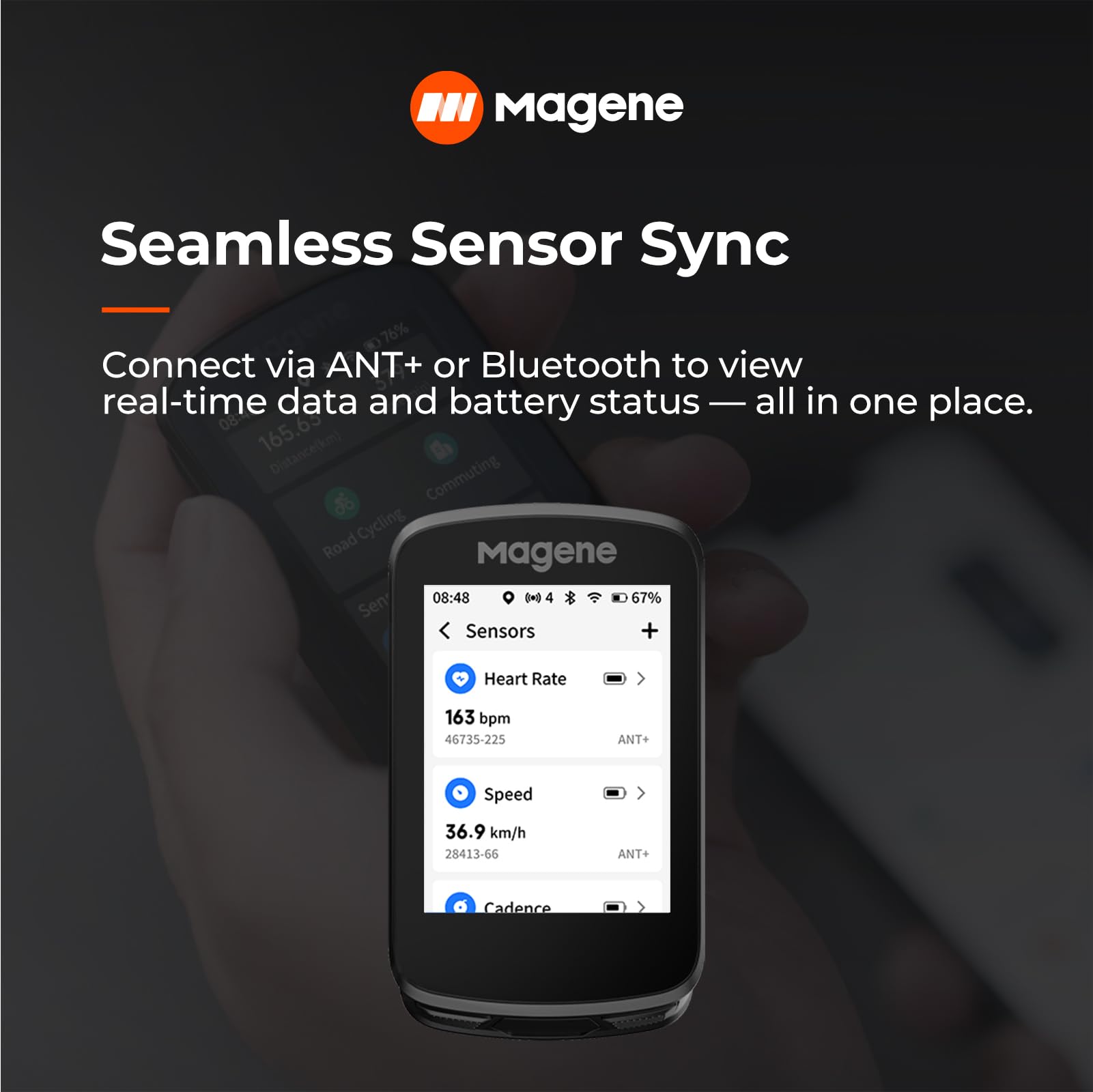 Magene C606 paired with sensors demonstrating broad compatibility for accurate data