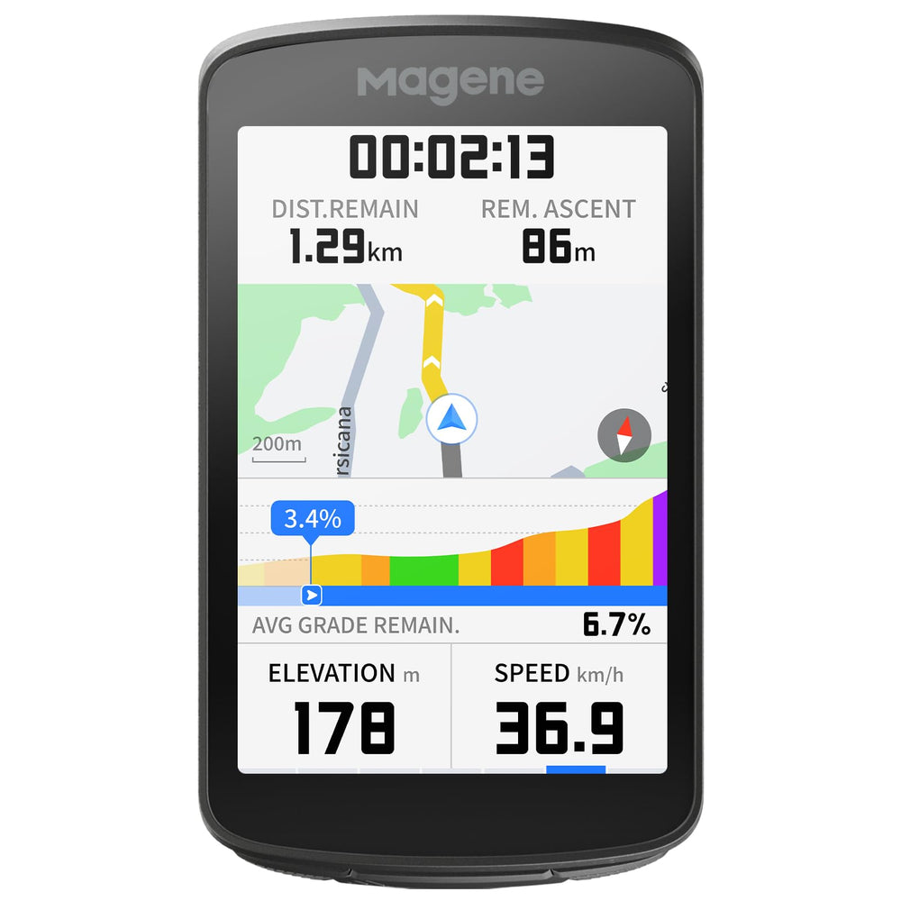 Magene front display showing maps and ride data for clear navigation benefits