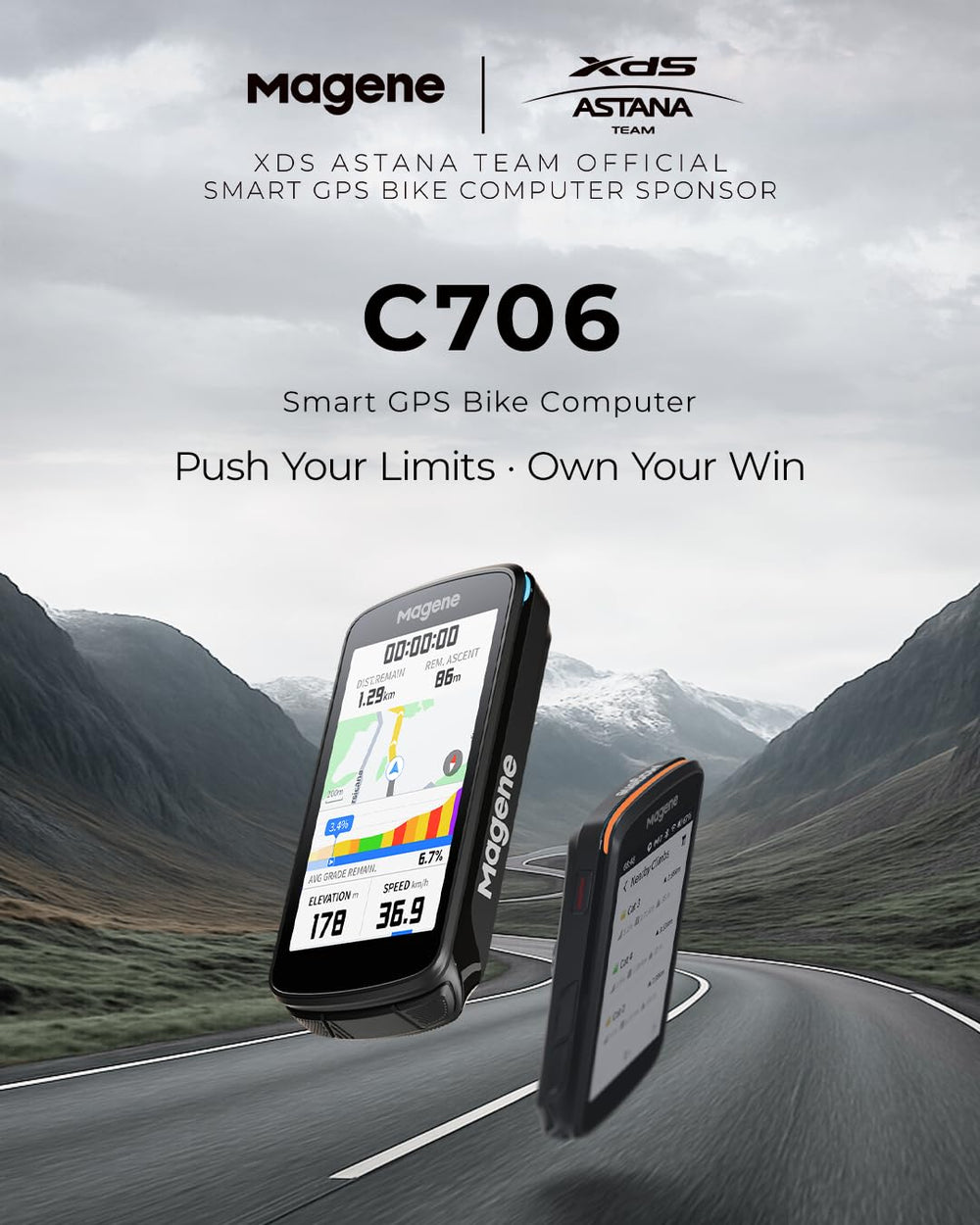 Magene side profile emphasizing slim body and touchscreen access for easy control