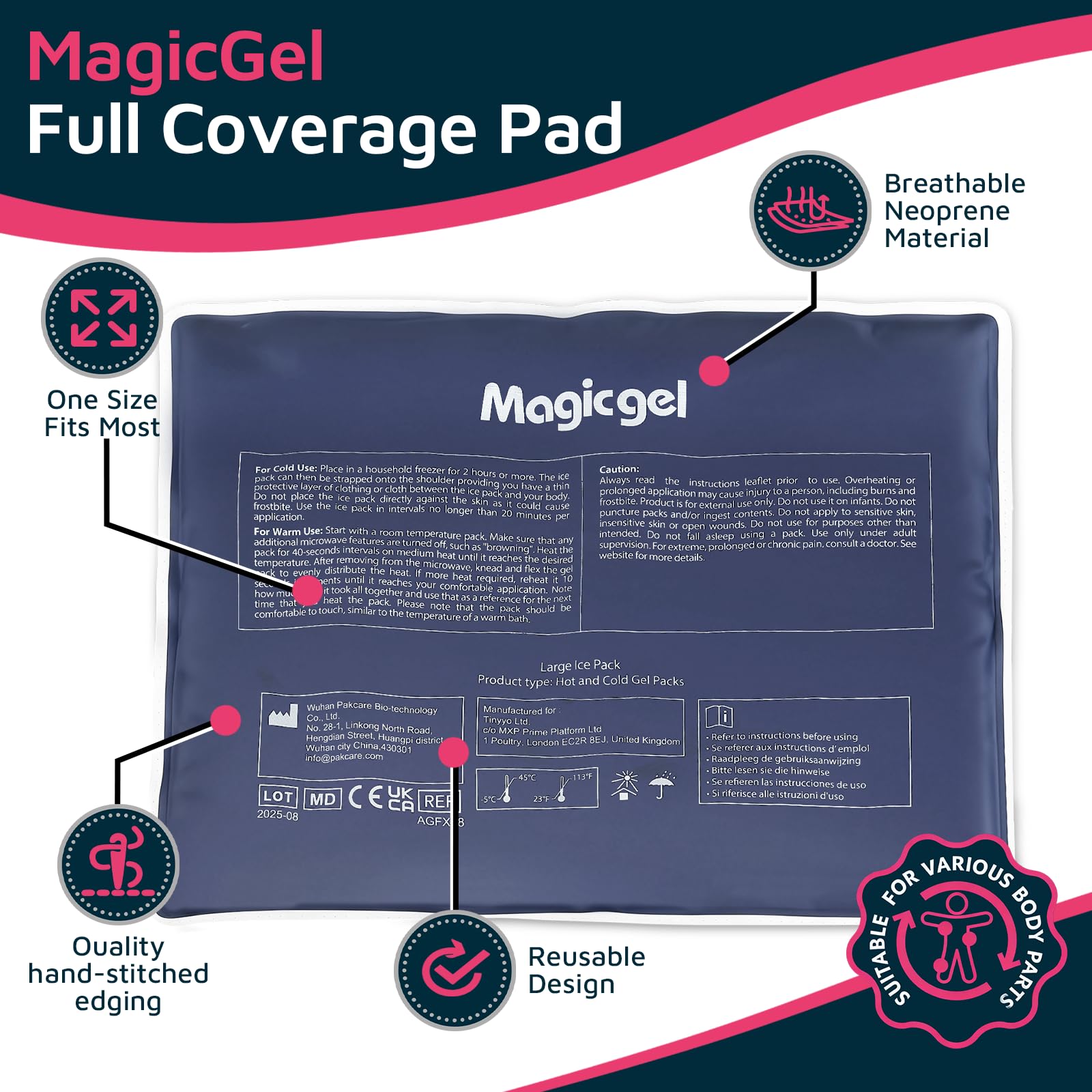 Magic Gel applied to lower back in use, illustrating coverage and comfort benefit