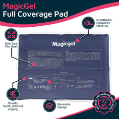 Magic Gel applied to lower back in use, illustrating coverage and comfort benefit