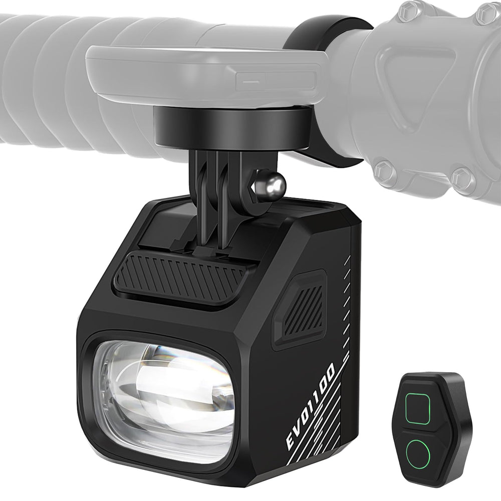 Magicshine EVO 1100 on bike during night commute offering safe visibility