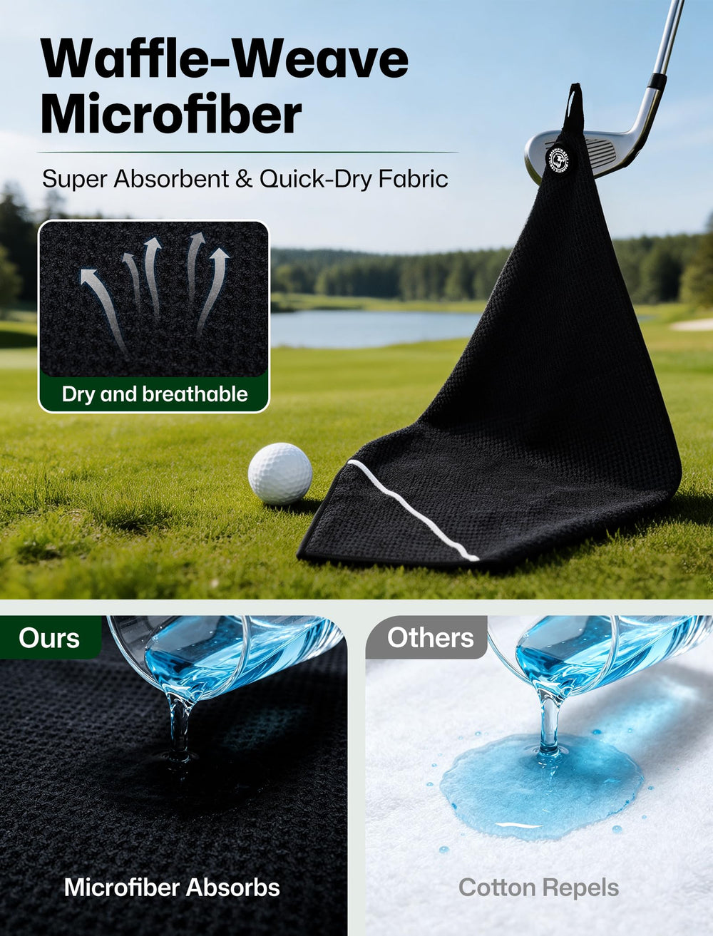 MAGOLFIN heavy-duty aluminum carabiner clipped to a golf bag for reliable hanging