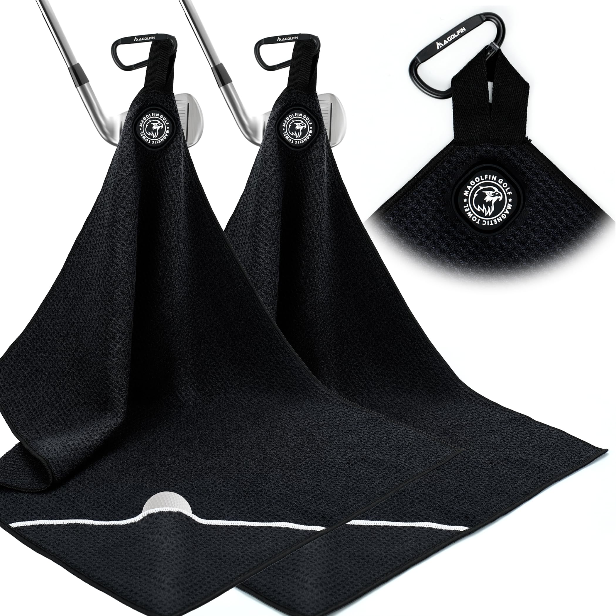 MAGOLFIN front view of two towels showing size and color, ideal for organization