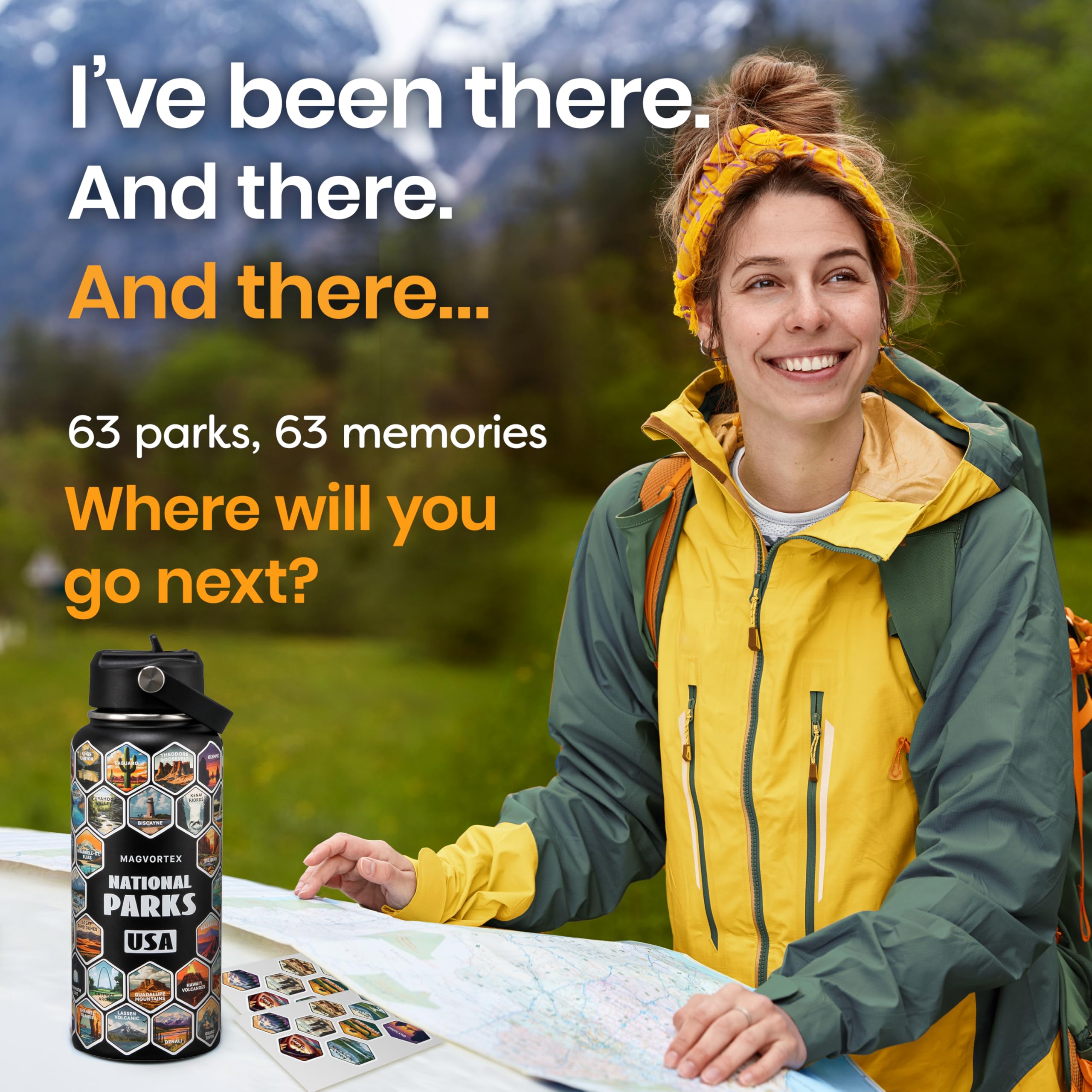 MAGVORTEX waterproof national park stickers spread to personalize bottle