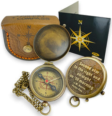 MAH brass compass front view showing vintage finish and reliable build