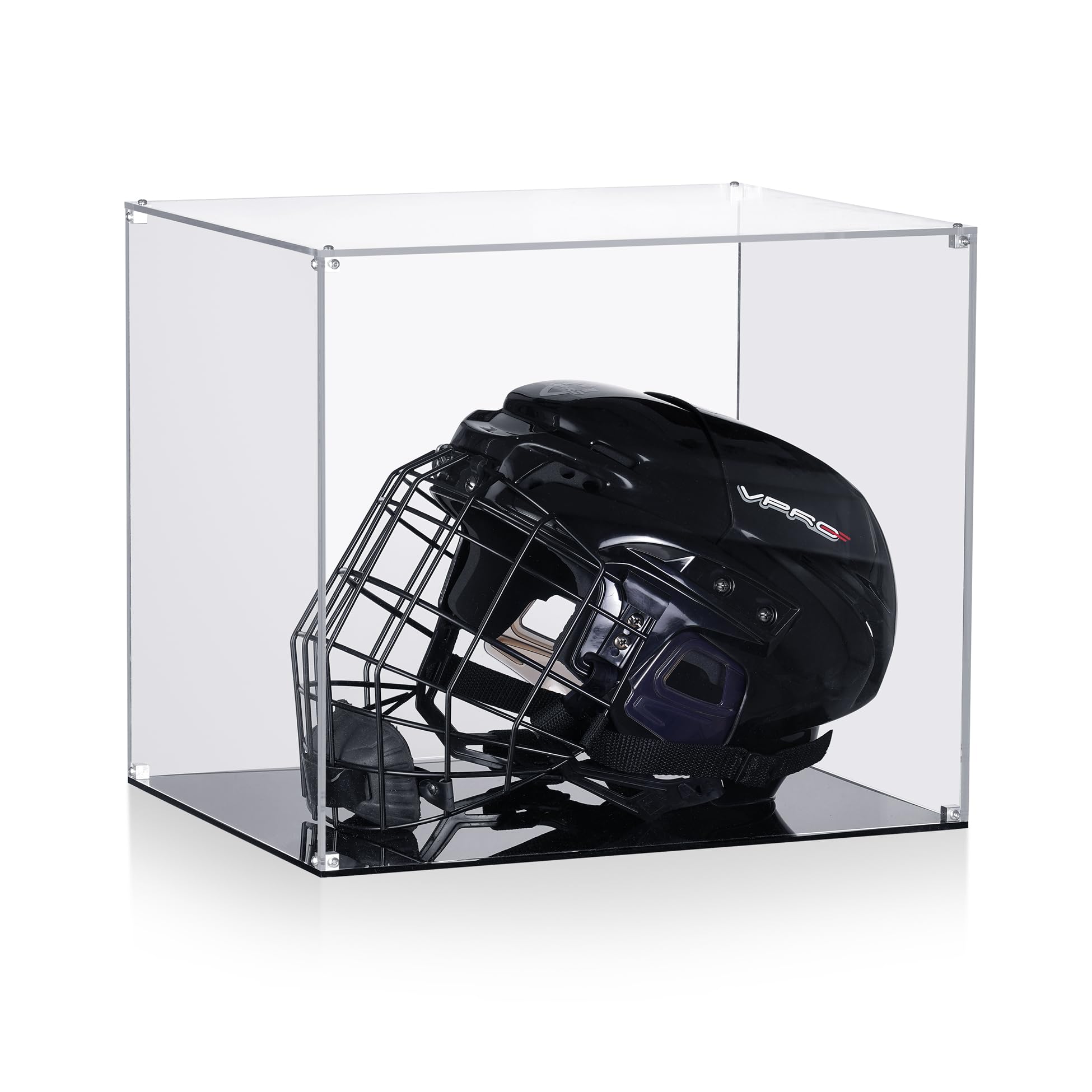 MaiiTiproll front view clear acrylic case showing full helmet visibility and protection