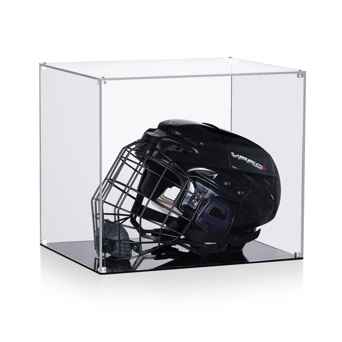 MaiiTiproll front view clear acrylic case showing full helmet visibility and protection